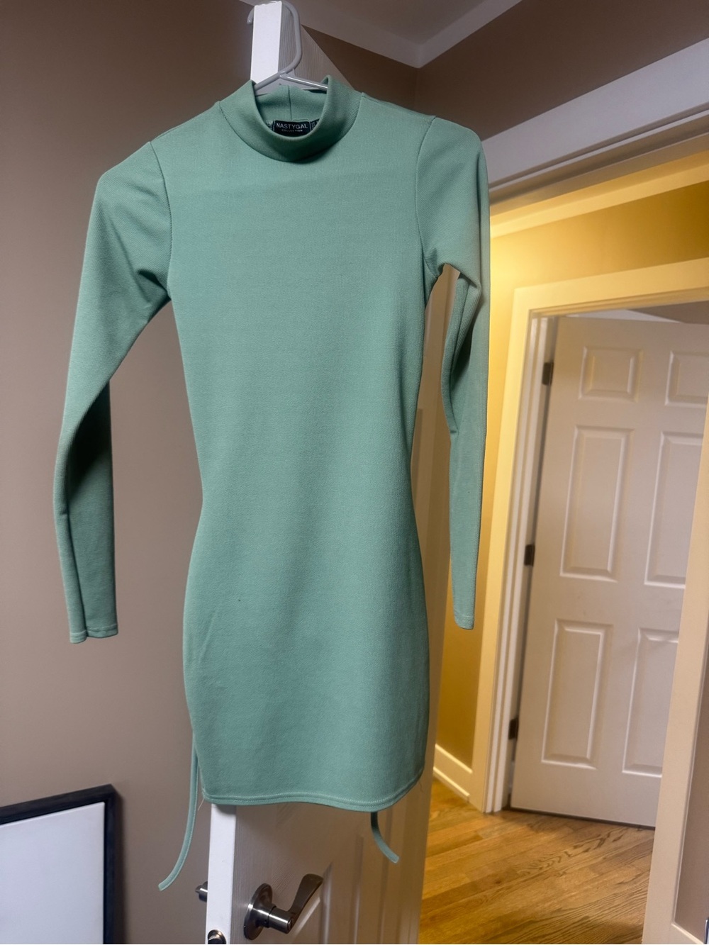 Nasty Gal Mint Green Long Sleeve Turtleneck Dress